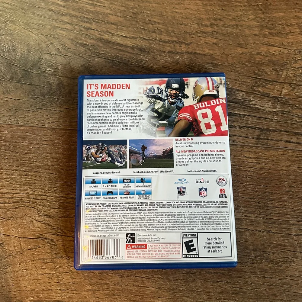 EA Sports Madden NFL 15 PS4 Video Game One Size Blue White